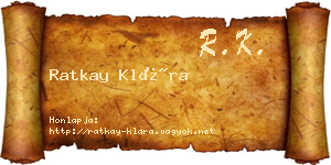 Ratkay Klára névjegykártya